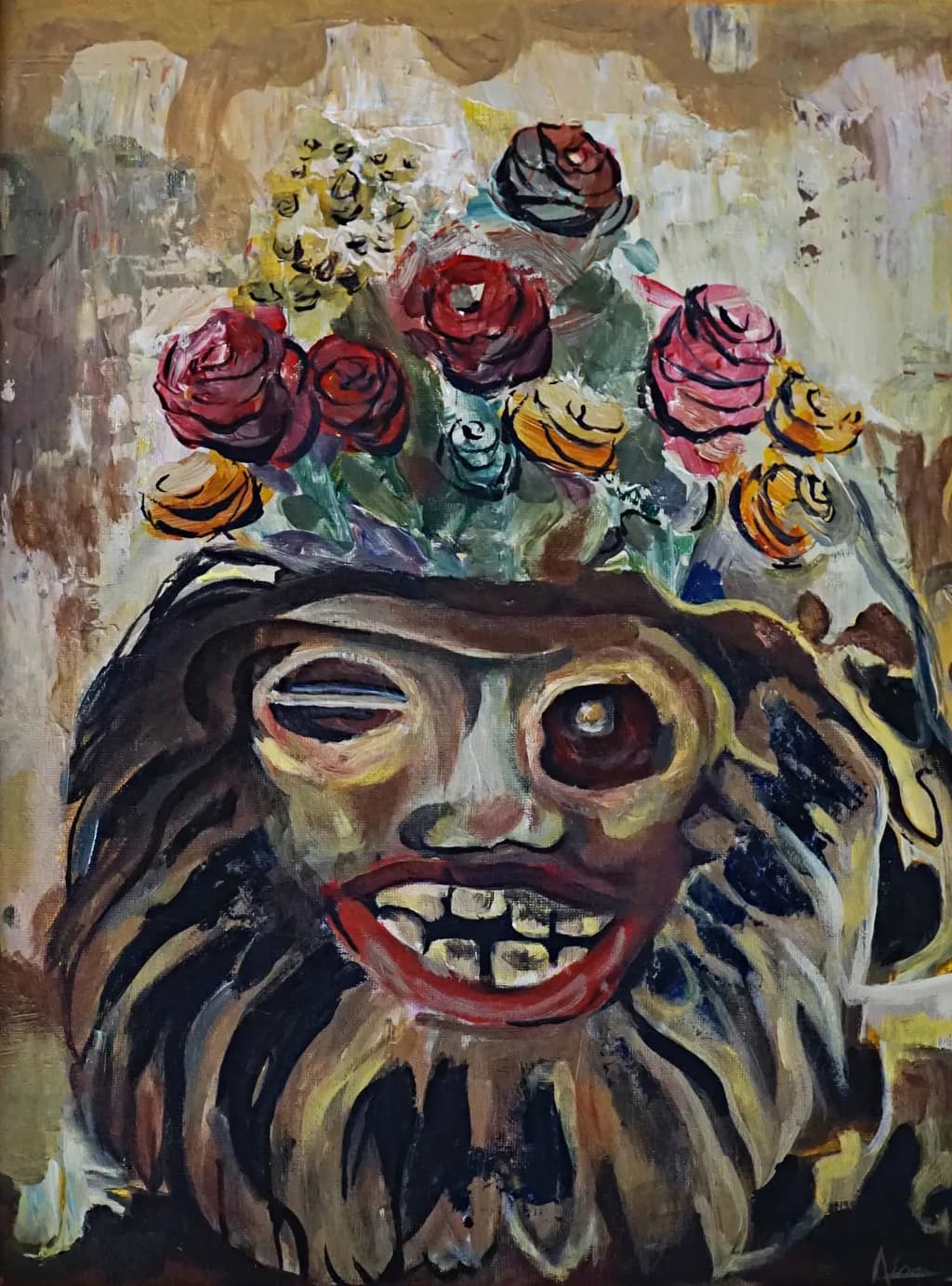 Whimsical Guardian: A Floral Mask of Joy and Mystery