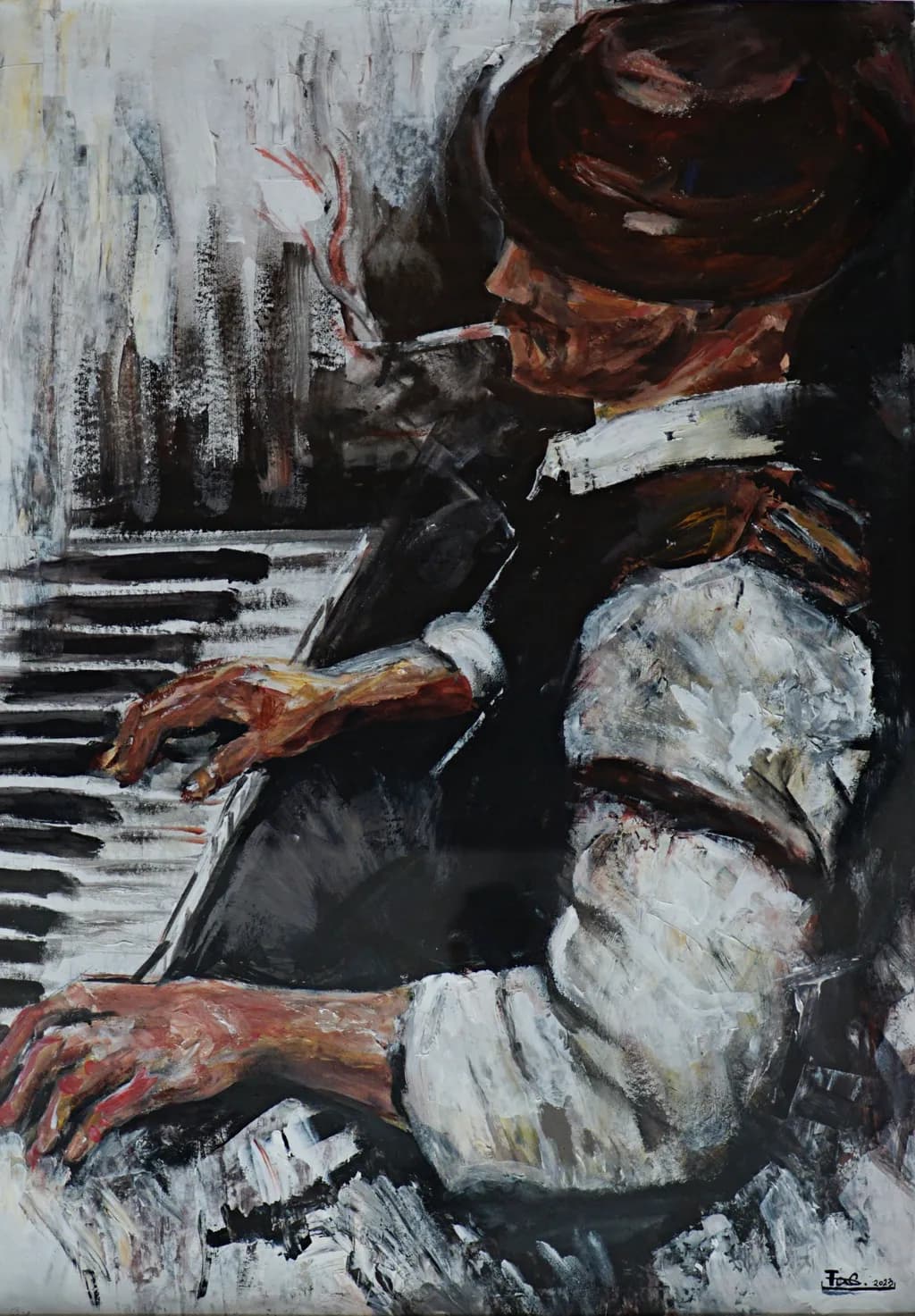 Melodic Whispers: A Pianist's Soul in Smoke and Shadows