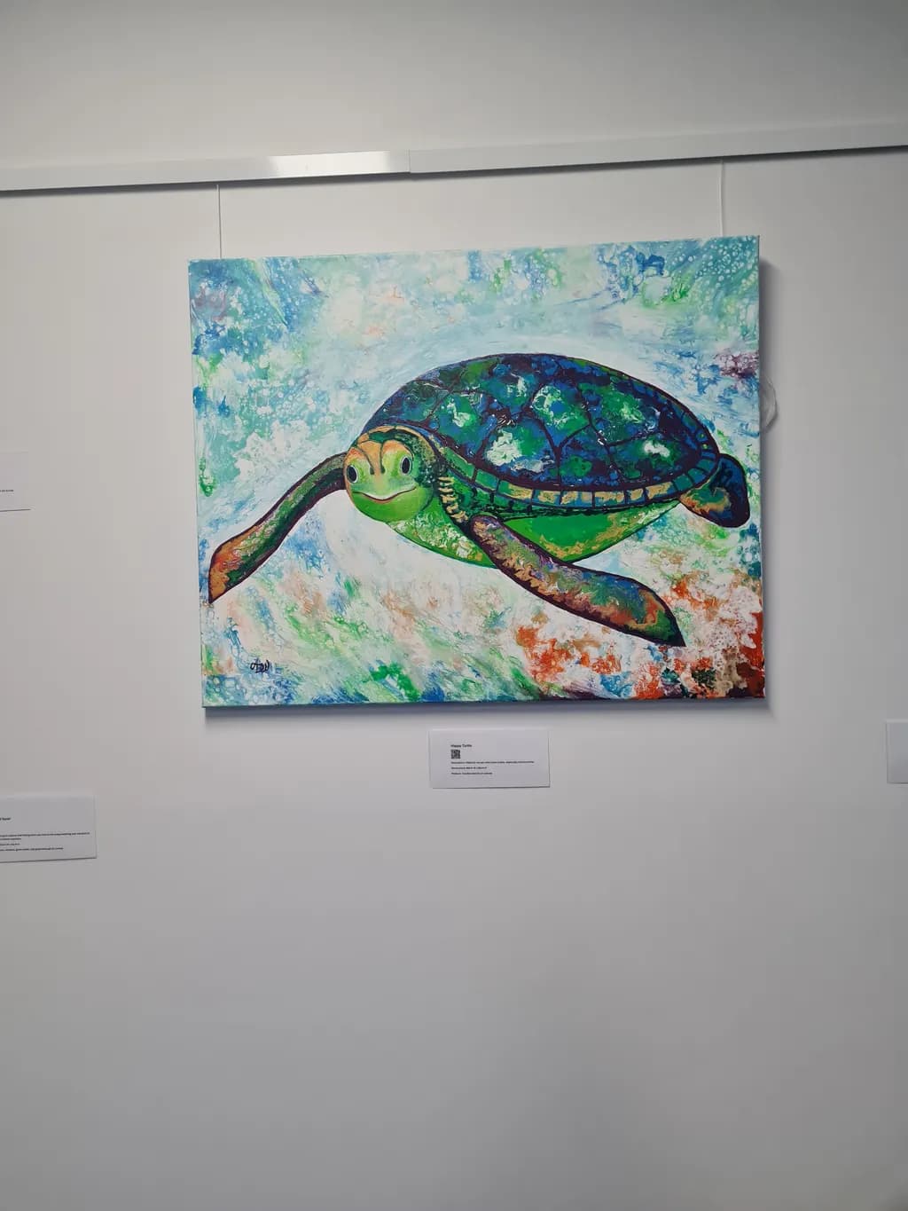 Serene Journey: A Vibrant Turtle Gliding Through Ocean Waves