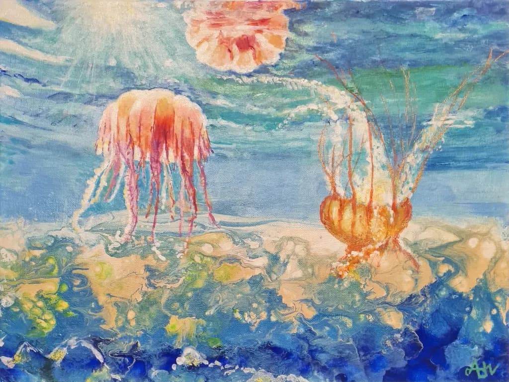 Ethereal Dance of Jellyfish in Ocean Waves