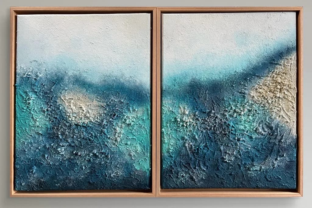 Oceanic Whispers: An Abstract Journey Through Texture and Blue Hues