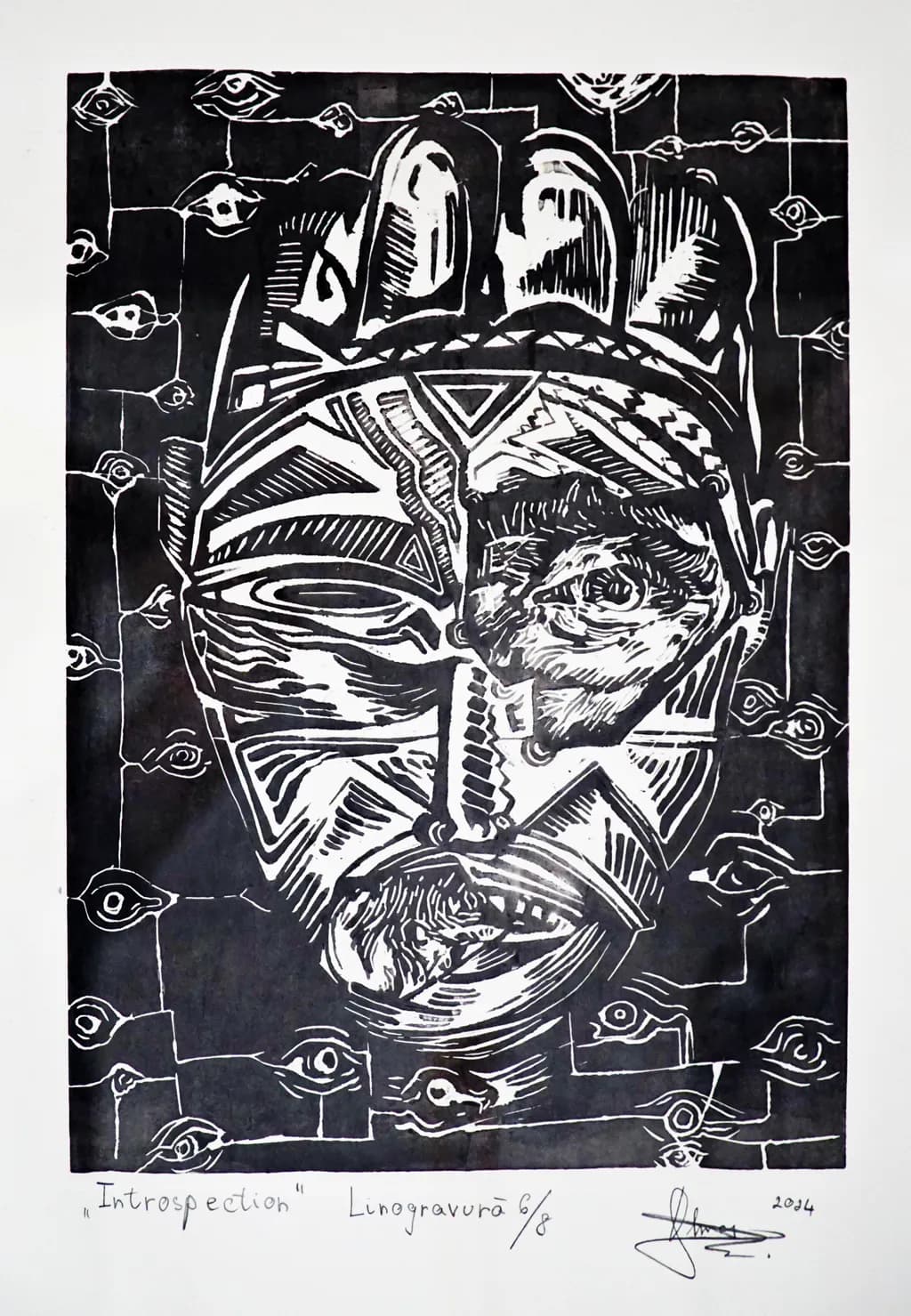 Reflections of the Soul: A Journey Through Introspection in Linocut Art