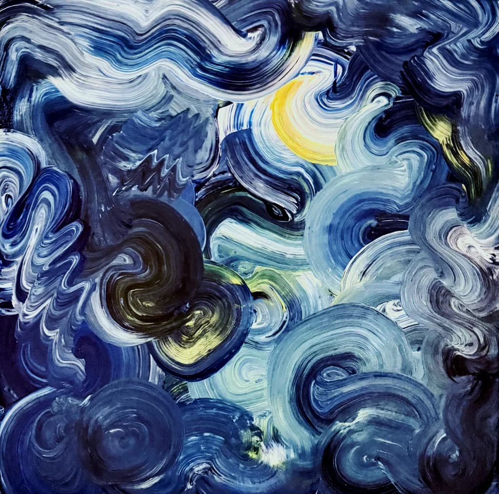 Whispers of the Azure Sky: An Abstract Journey Through Swirling Emotions