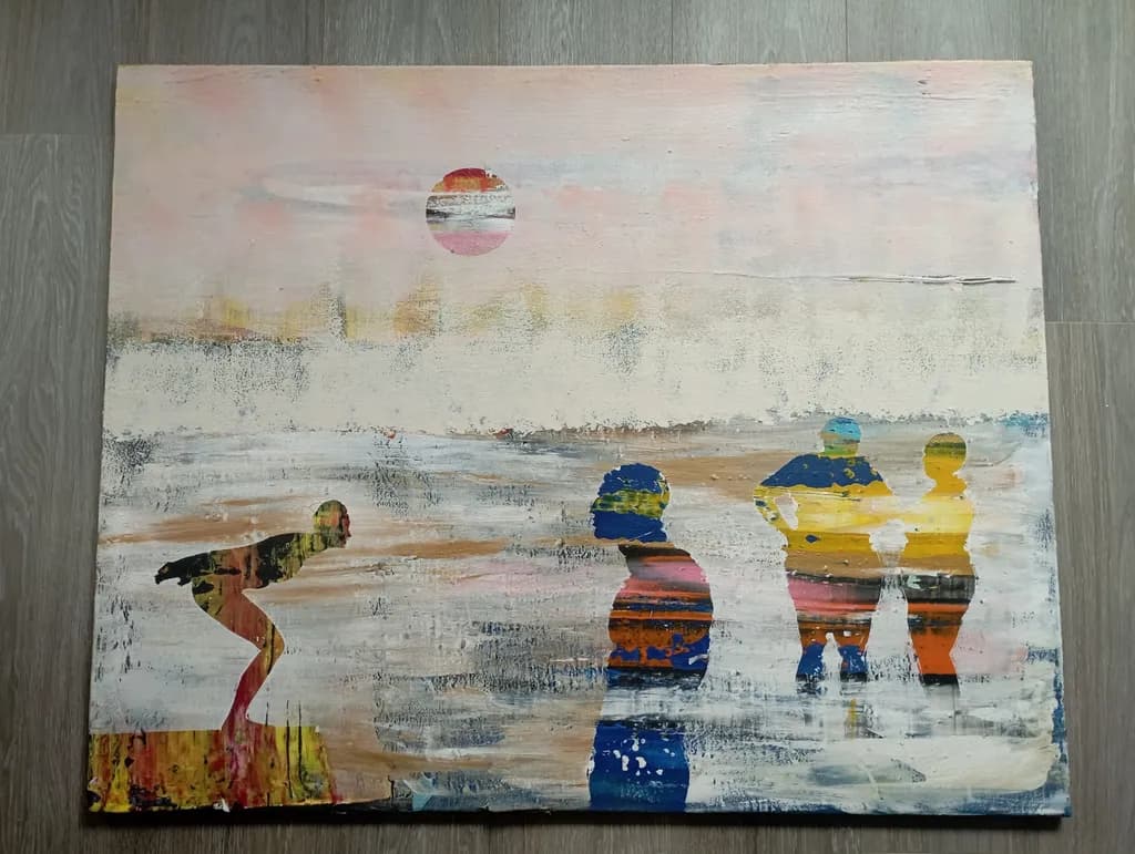 Ethereal Moments by the Shore: A Vibrant Dance of Color and Form
