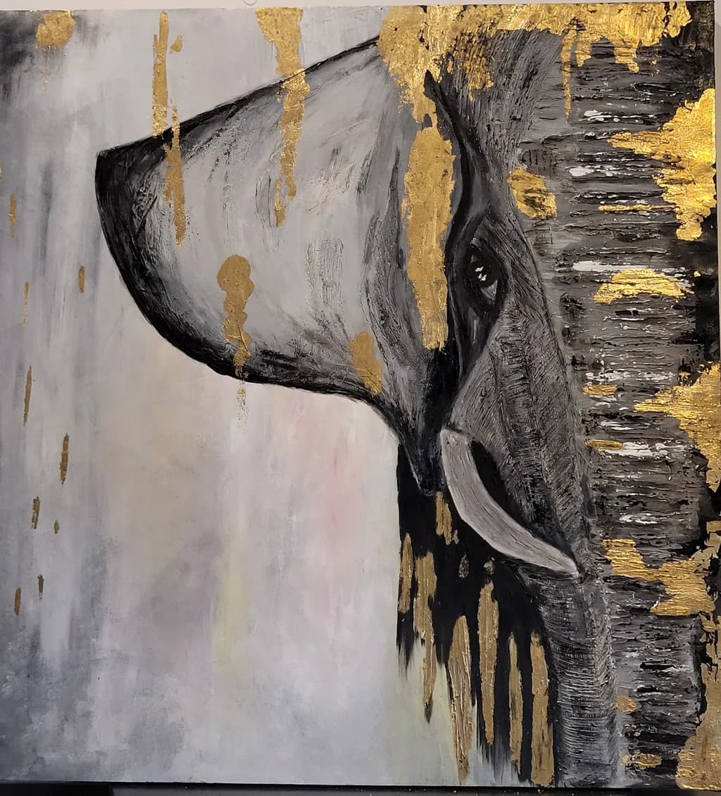 Golden Whispers: An Abstract Expression of Animal Majesty in Monochrome Elegance
