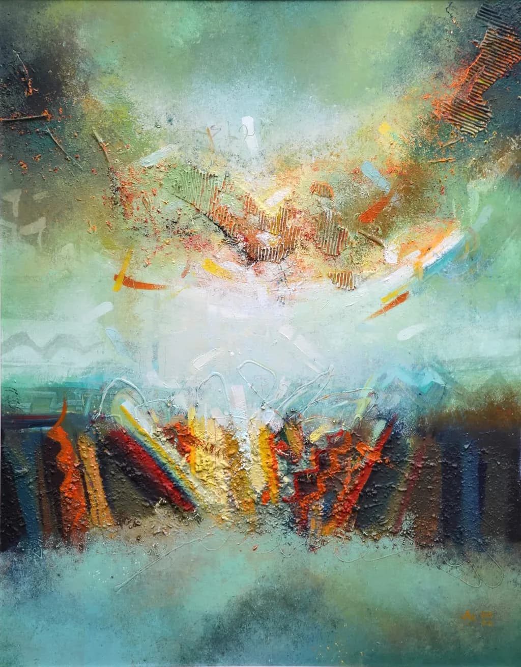Ethereal Eruption: A Dance of Color and Texture in Abstract Harmony