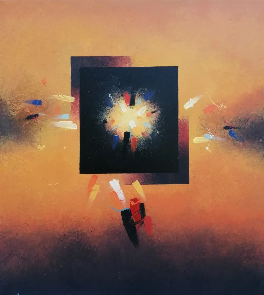 Vibrant Explosion: A Dance of Color and Texture in Abstract Form