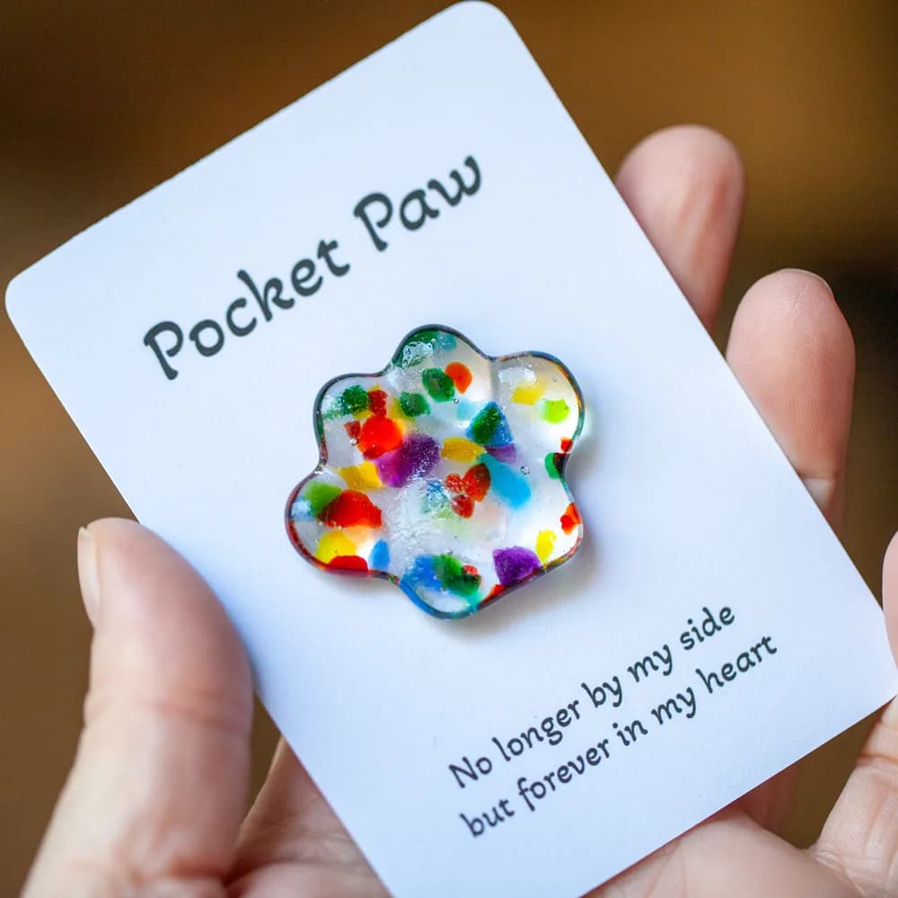 Colorful Heartfelt Pocket Paw: A Handmade Memorial Accessory for Your Beloved Pet