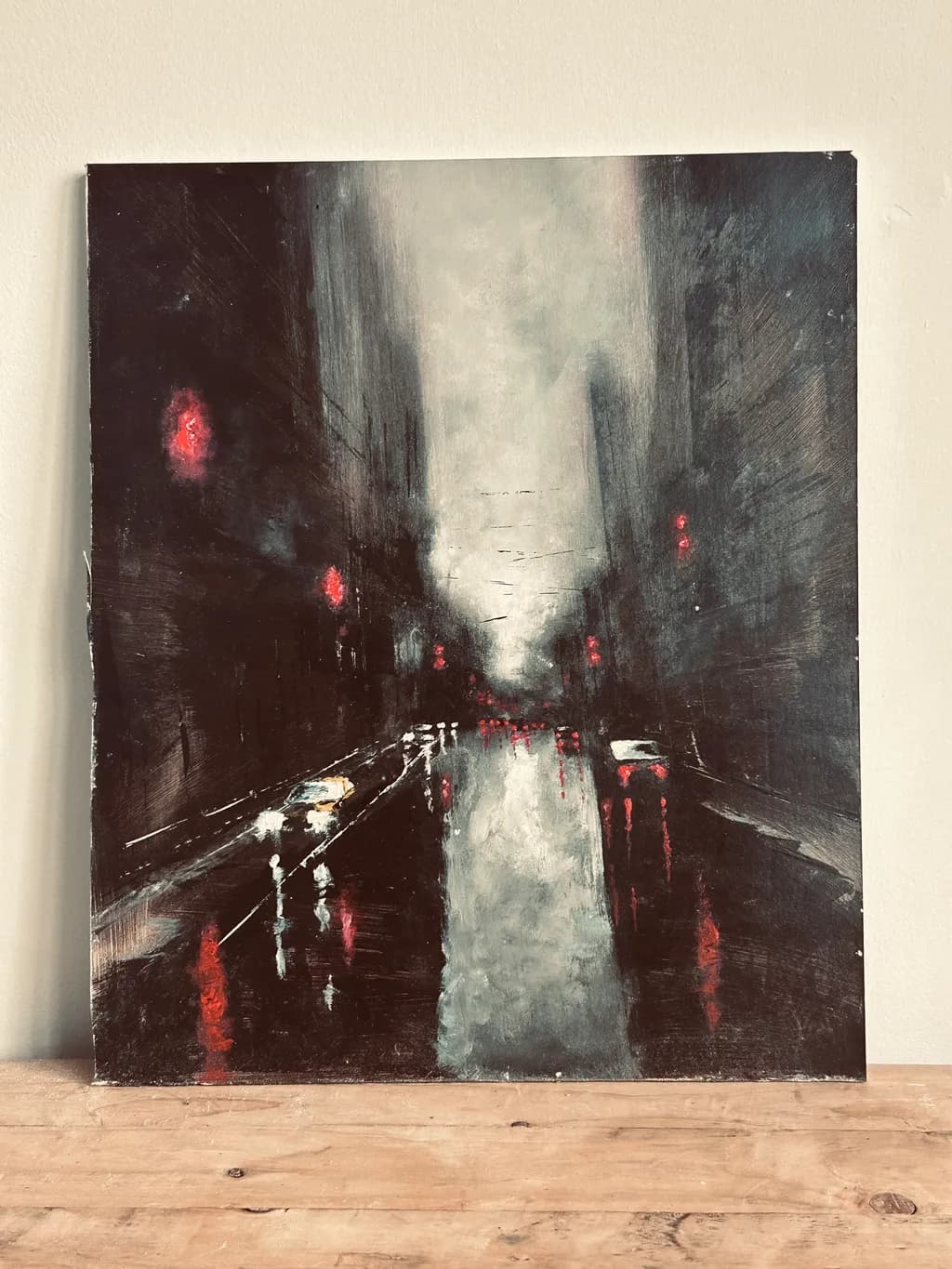 Rainlit City Street