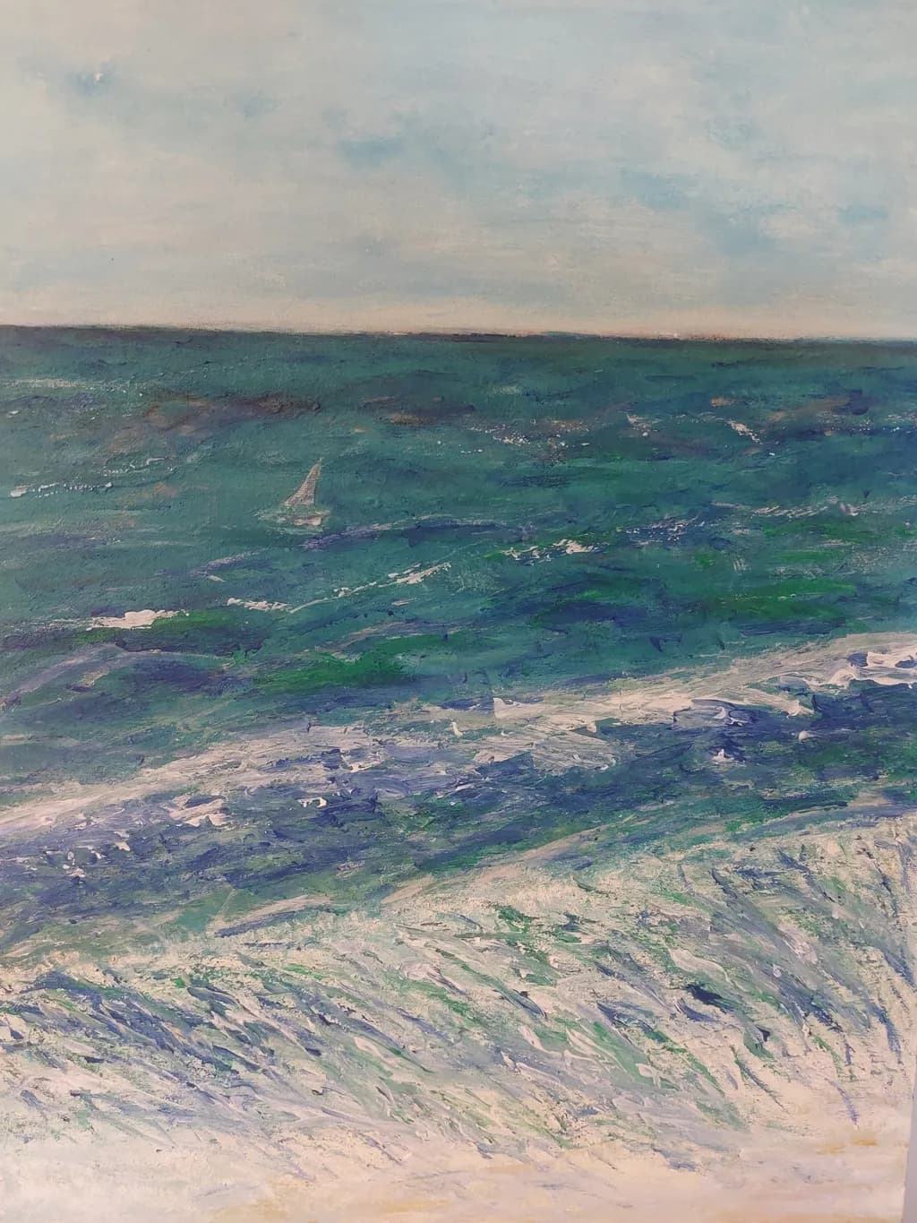 Whispers of the Ocean: A Serene Seascape in Blues and Greens