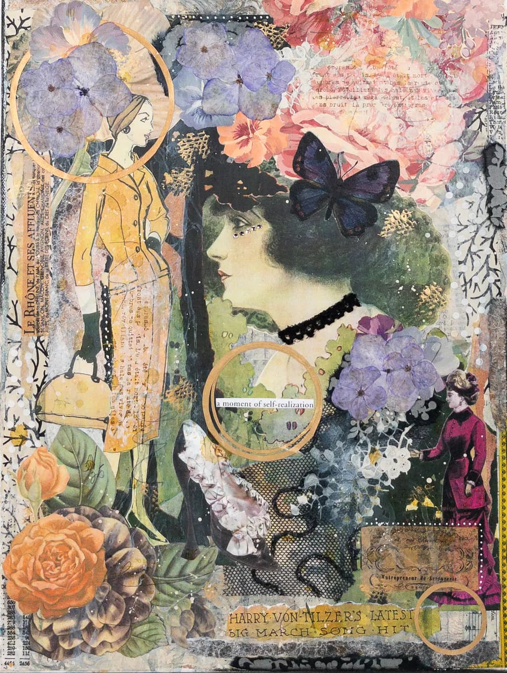 Whispers of Self-Realization: A Vintage Floral Collage Journey
