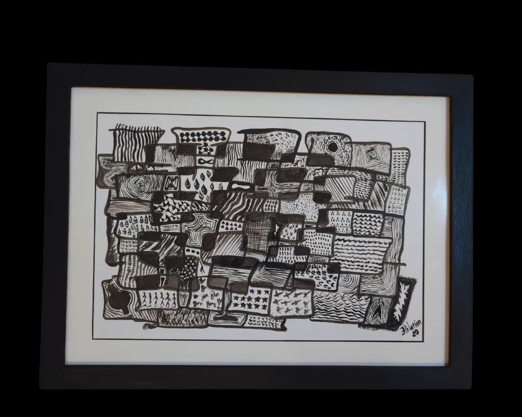 Monochrome Mosaic: A Dance of Geometric Patterns and Abstract Design