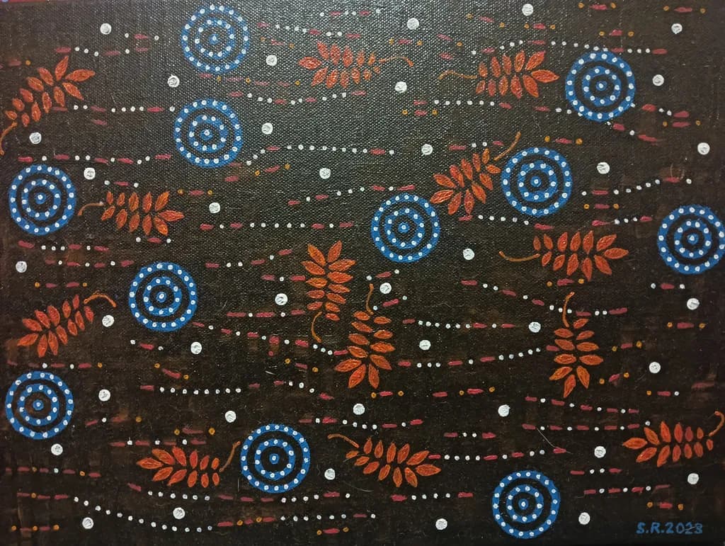 Whispers of Nature: A Dance of Colorful Patterns on Dark Canvas