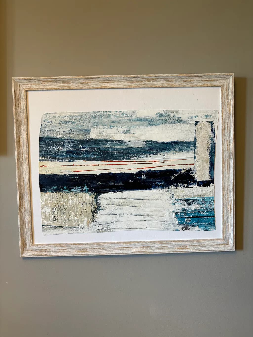 Serene Horizons: A Contemporary Abstract Landscape in Blues and Neutrals