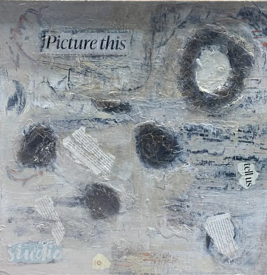 Whispers of Expression: A Mixed Media Journey Through Texture and Text