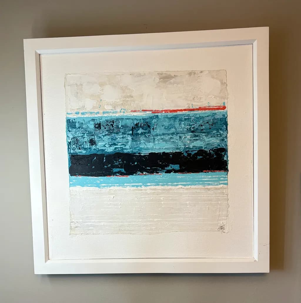 Serenity in Blue: A Modern Abstract Texture Artwork Framed for Contemporary Spaces