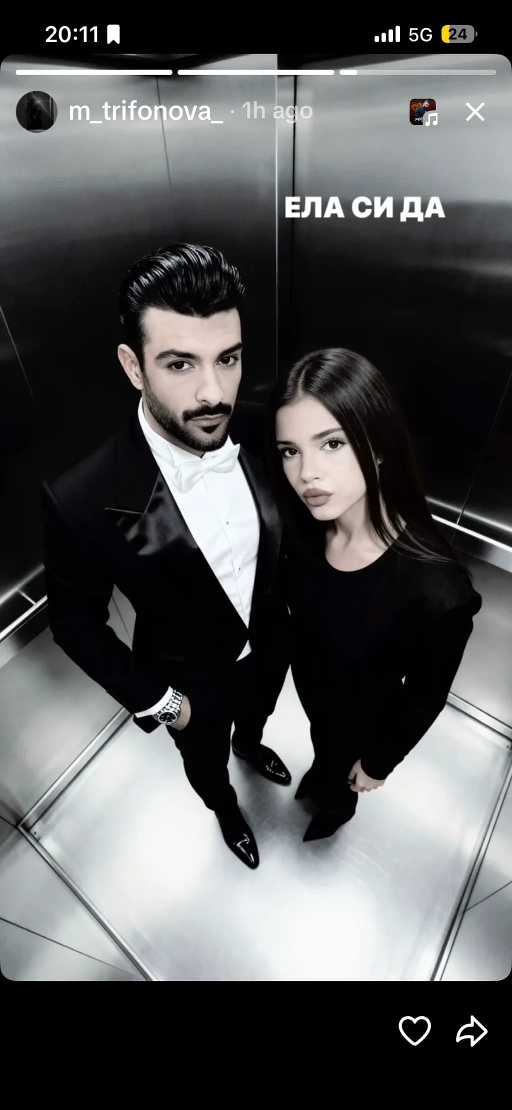 Elevator Elegance: A Monochrome Love Story in Fashion and Style