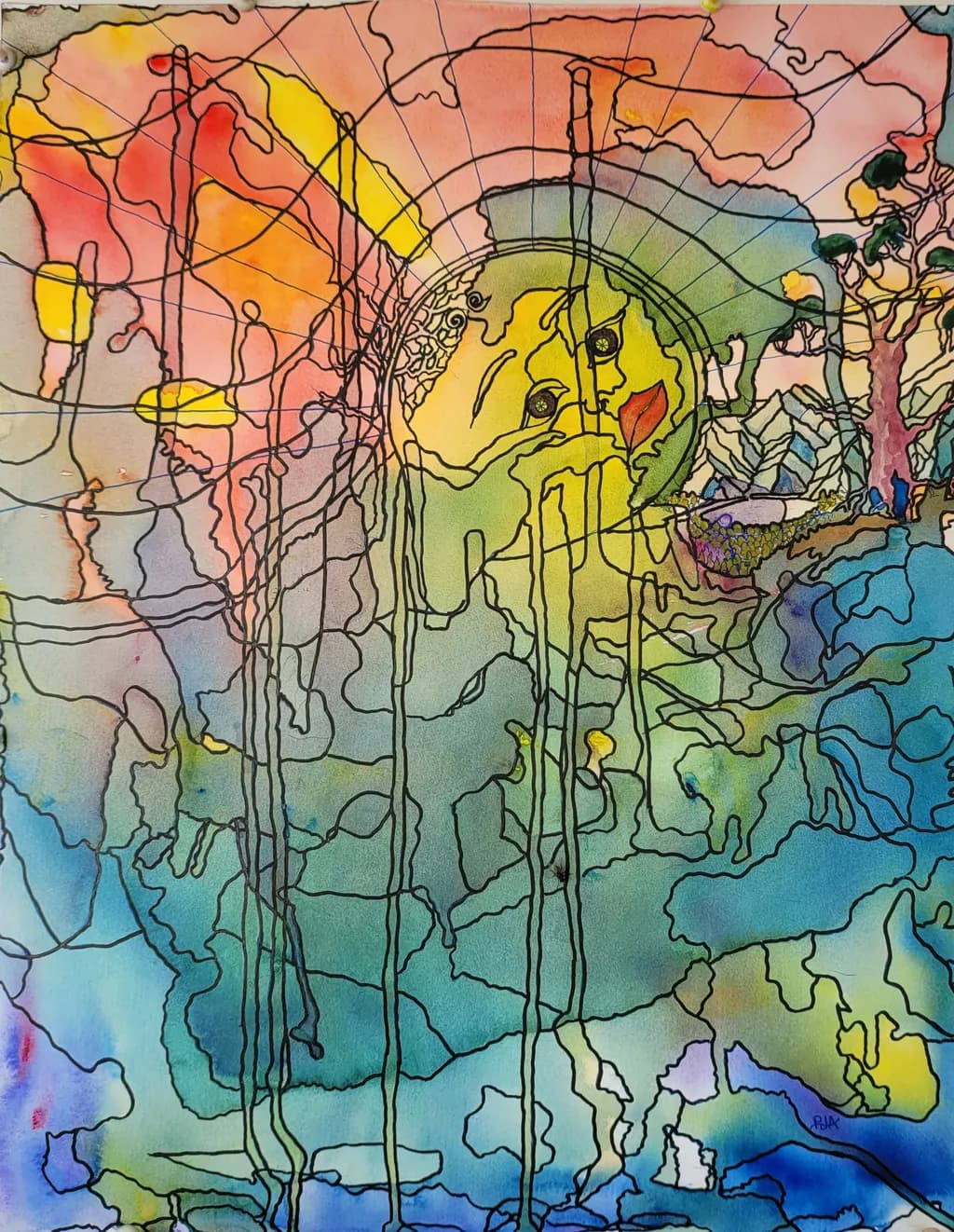 Whimsical Sunrise: An Abstract Journey Through Colorful Landscapes