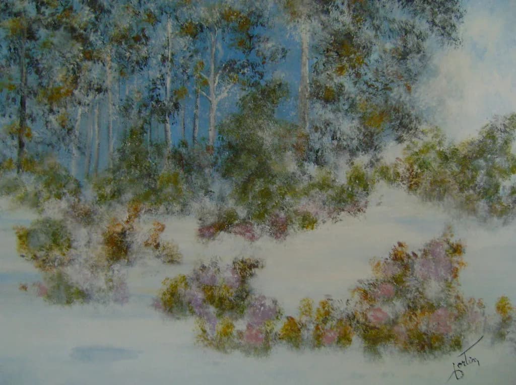 Whispers of Spring: A Serene Landscape of Blossoms and Trees
