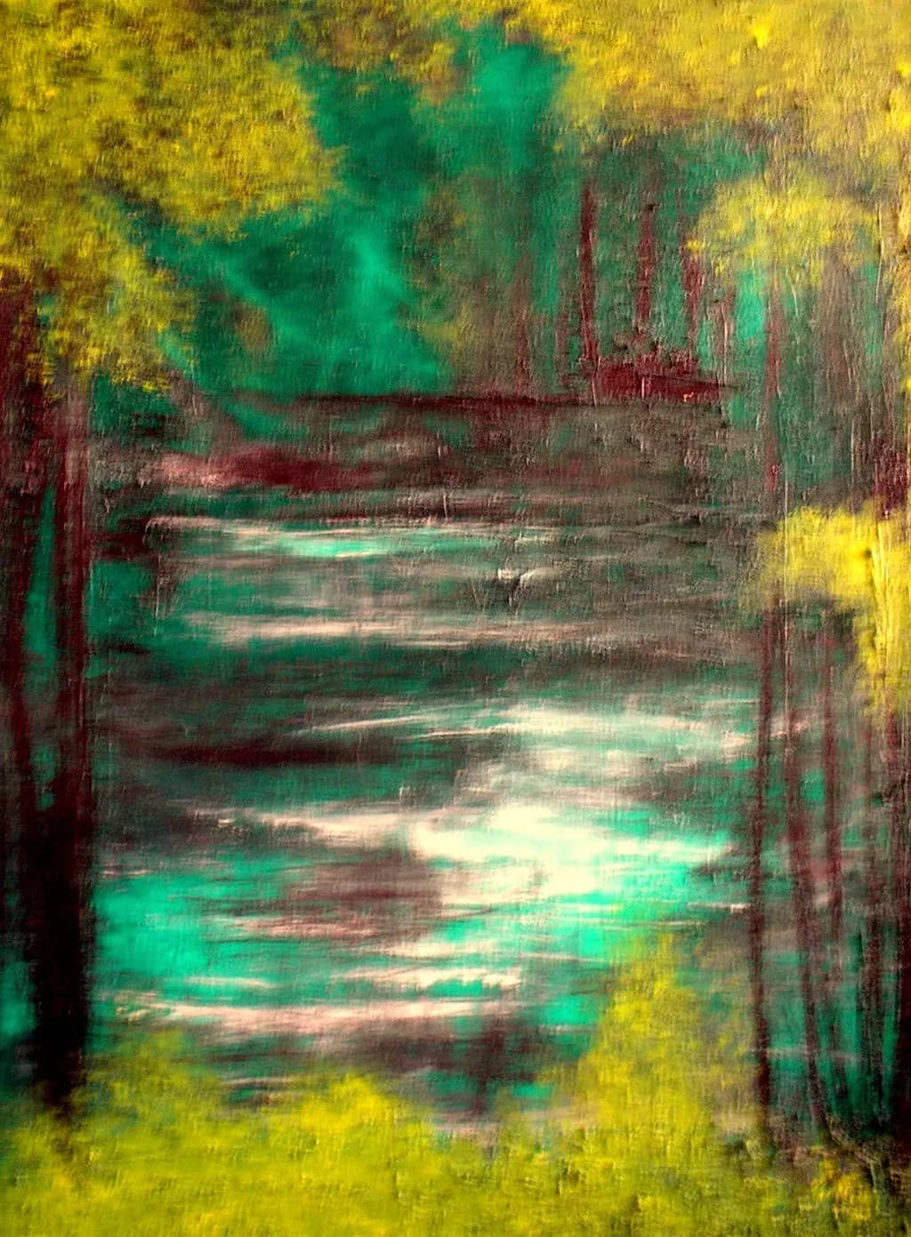 Whispers of Serenity: An Abstract Journey Through Forest Waters