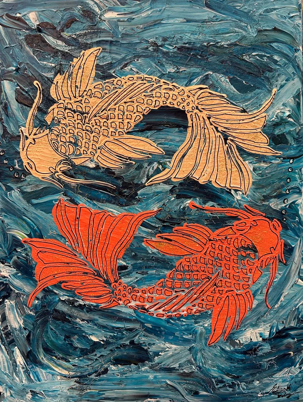 Koi Dance: A Vibrant Harmony of Color and Motion in Aquatic Serenity