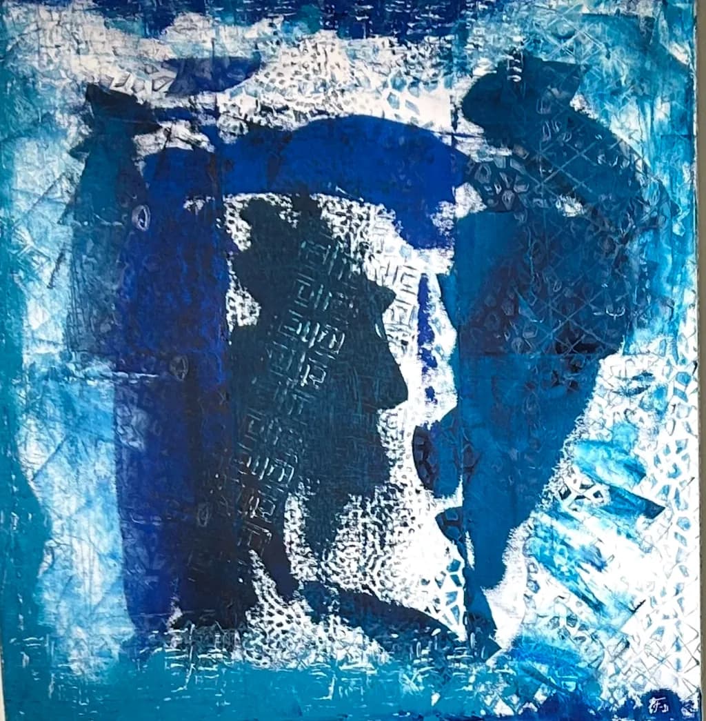 Whispers of Blue: An Abstract Dance of Shadows and Texture