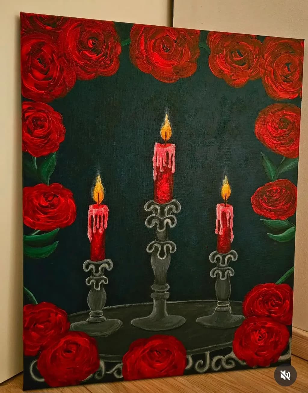 Whispers of Romance: A Candlelit Rose Garden in Crimson Hues