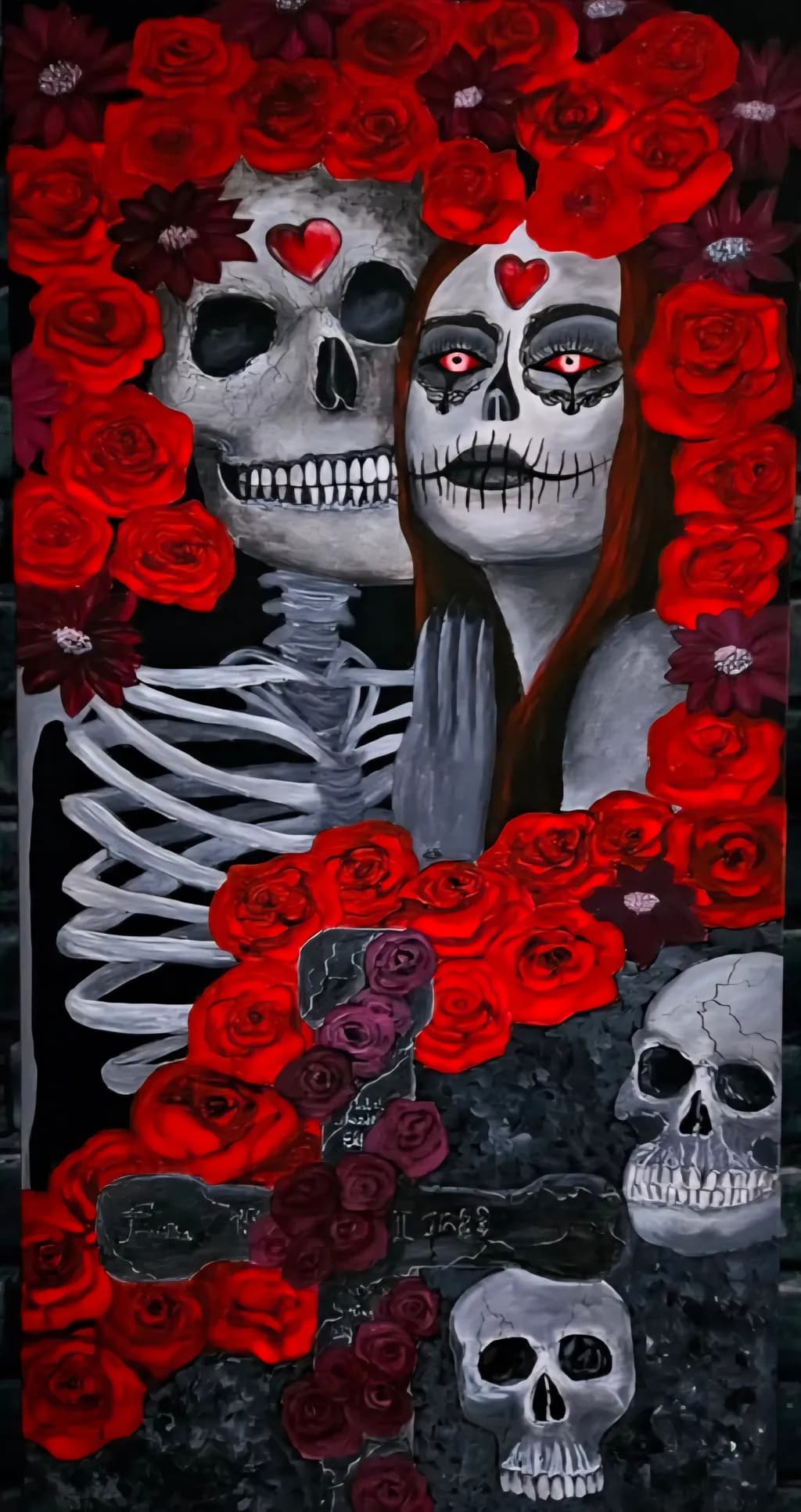 Eternal Love: A Dance of Skulls and Roses