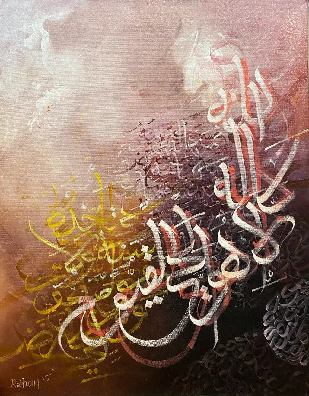 Whispers of the Divine: An Abstract Calligraphic Journey Through Color and Spirit