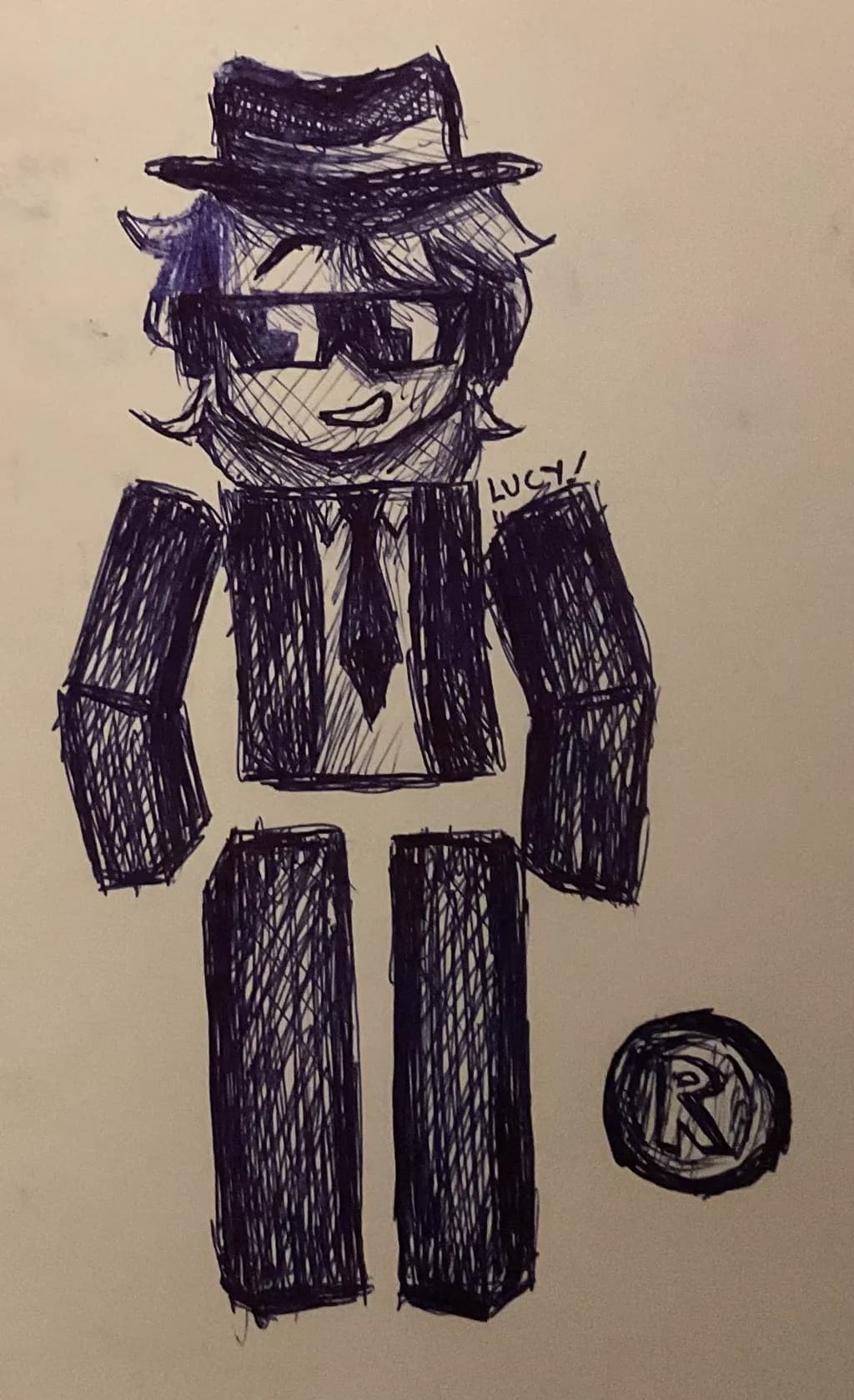 Stylized Character Sketch: Playful Animated Figure in a Hat and Sunglasses