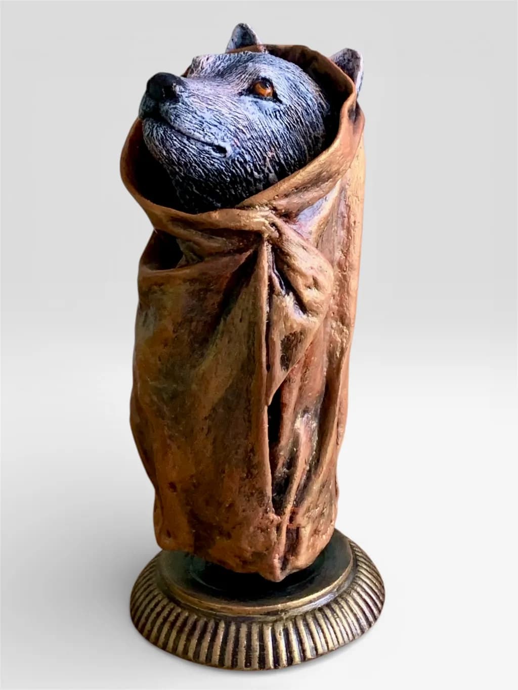 Wrapped Canine Figurine