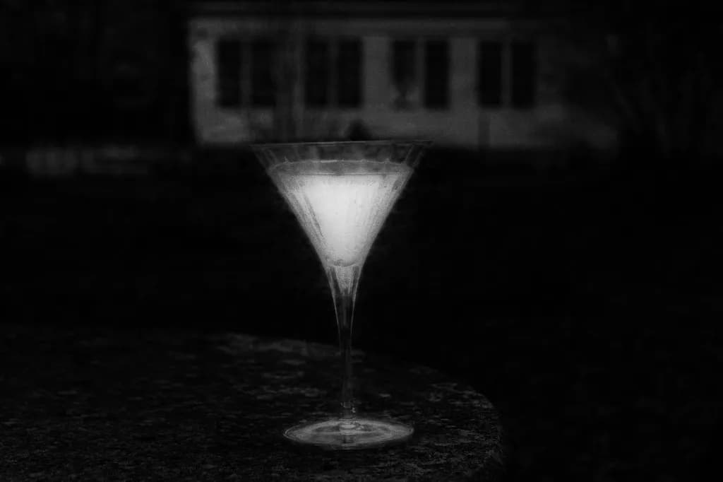 Ethereal Reflections: A Martini in the Shadows