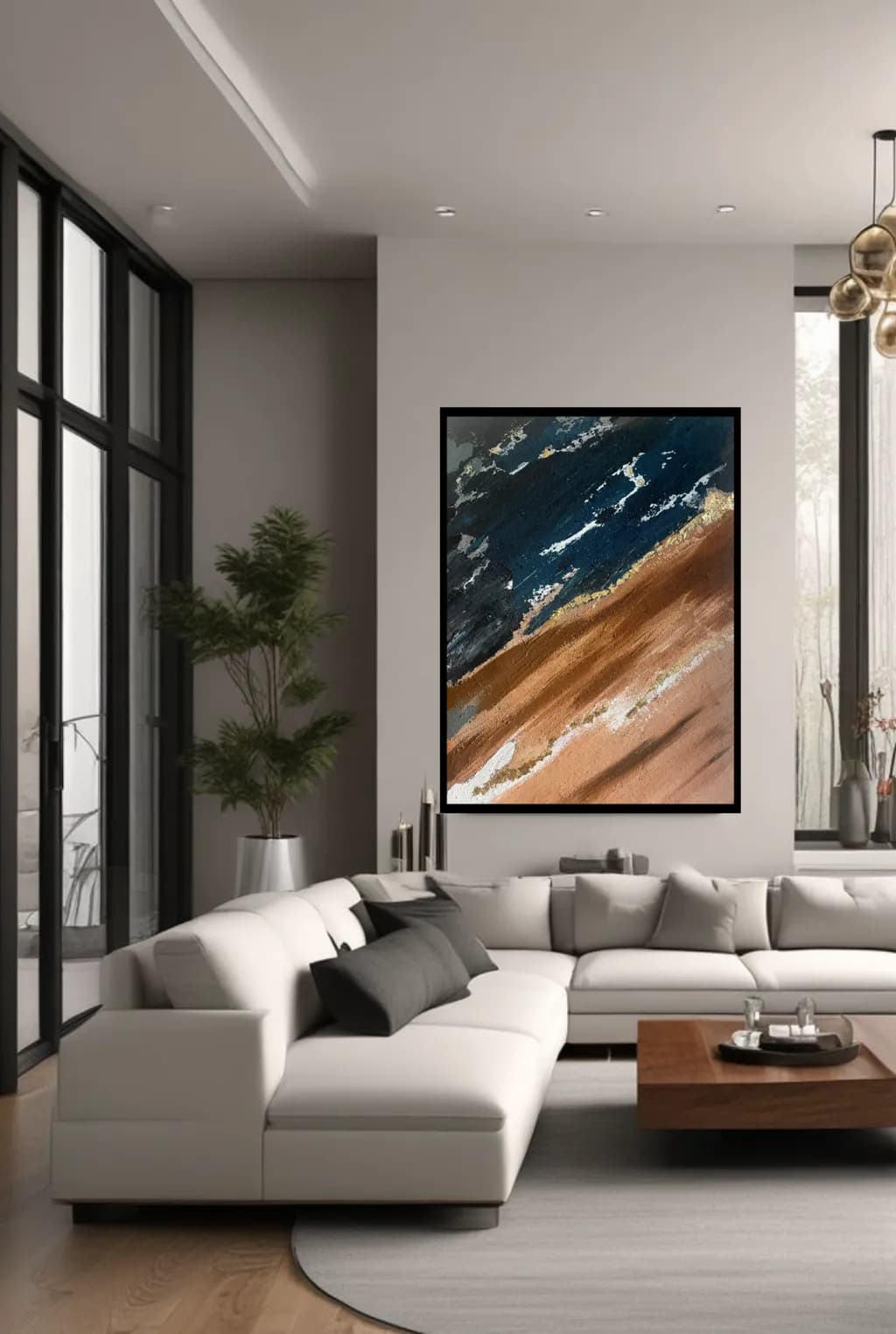 Serene Horizons: A Dance of Earth and Sky in Abstract Form