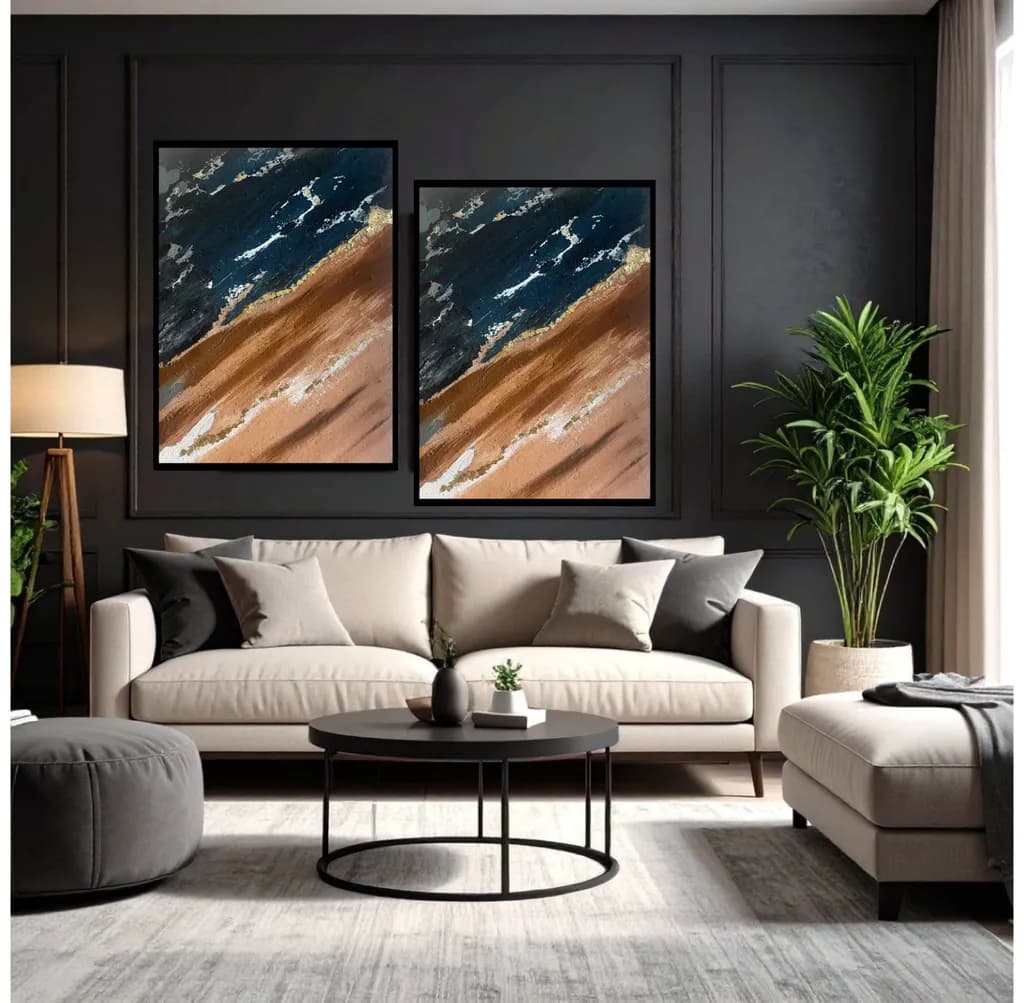 Serene Waves: A Dual Canvas Journey Through Earth and Sky
