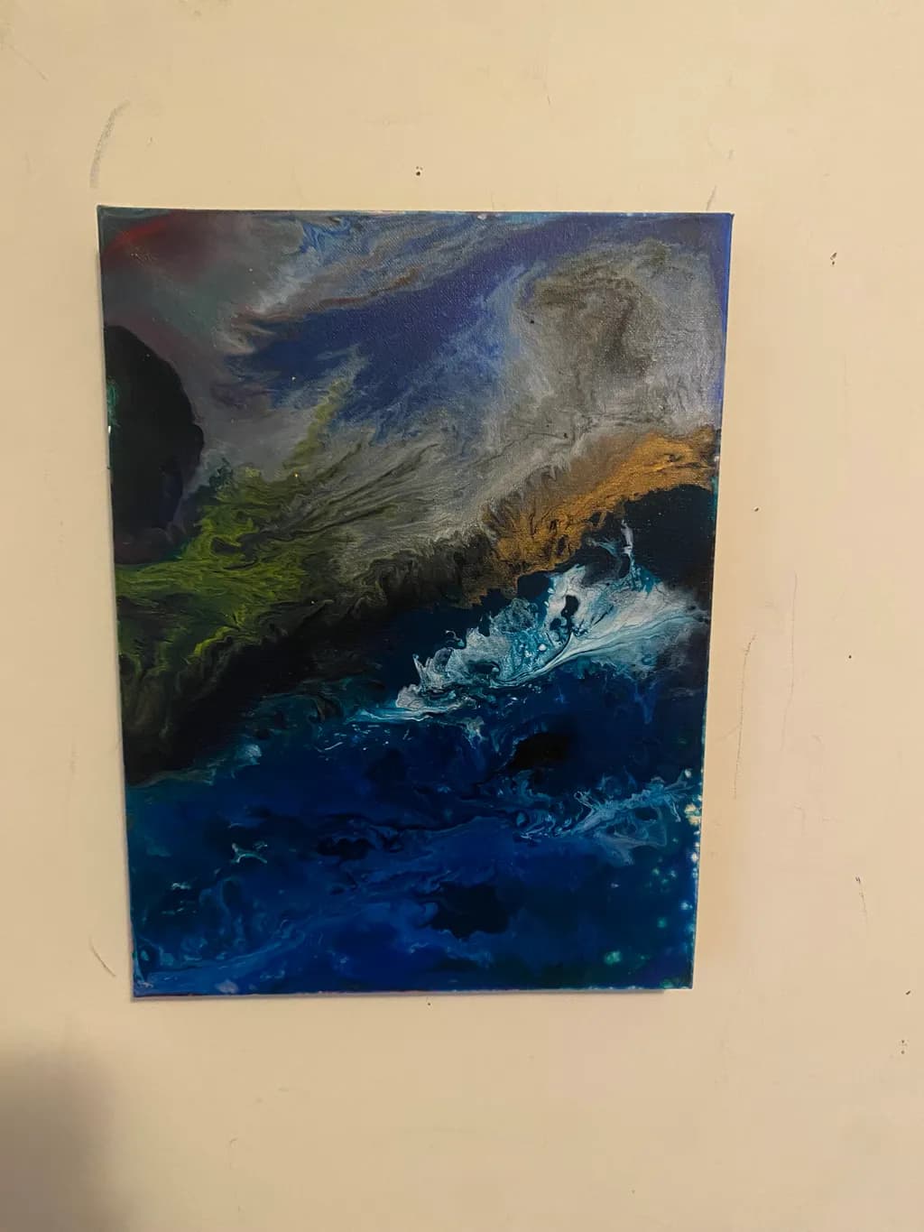 Oceanic Whirl: A Dance of Blue and Texture in Abstract Art