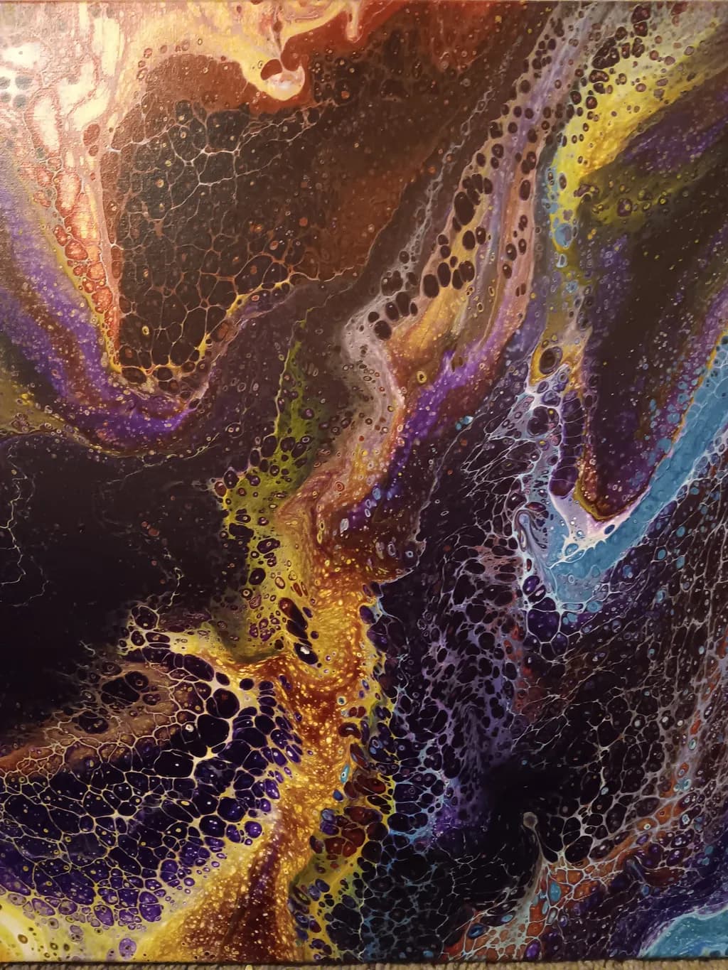 Vibrant Fluidity: An Abstract Dance of Color and Texture