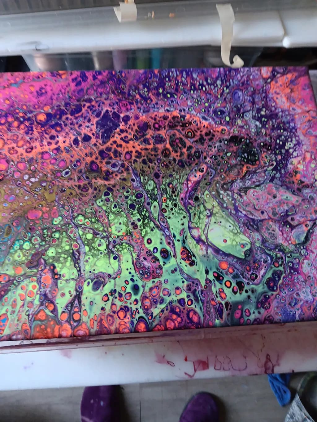 Vibrant Cosmic Dance: A Fluid Art Journey Through Color and Texture