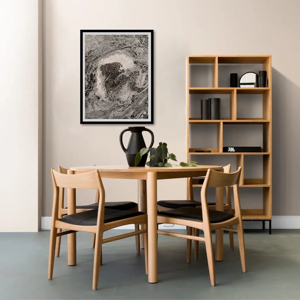 Serene Minimalism: A Modern Black and White Abstract Artwork for Contemporary Interiors