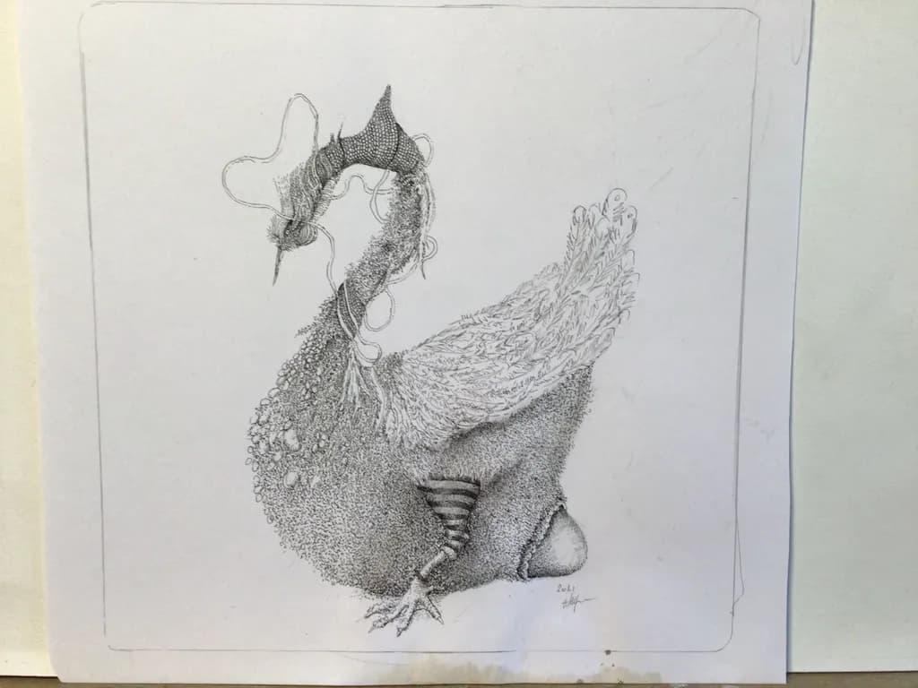 Whimsical Harmony: A Surreal Dance of Feather and Form