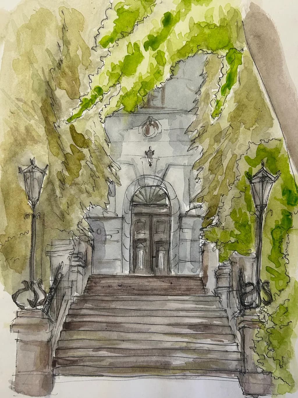 Whispers of Elegance: A Serene Entrance Framed by Nature's Embrace