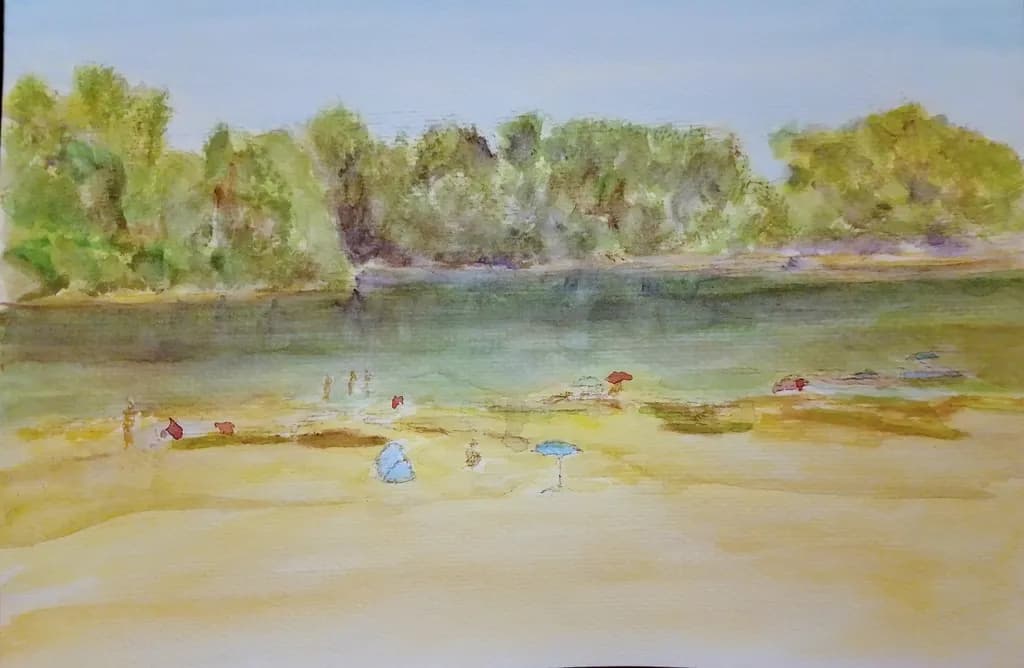 Serene Summer Escape: A Watercolor Journey to Tranquil Shores