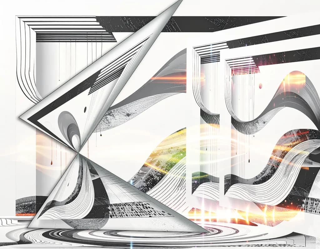 Dynamic Monochrome: A Fluid Journey Through Abstract Geometric Forms