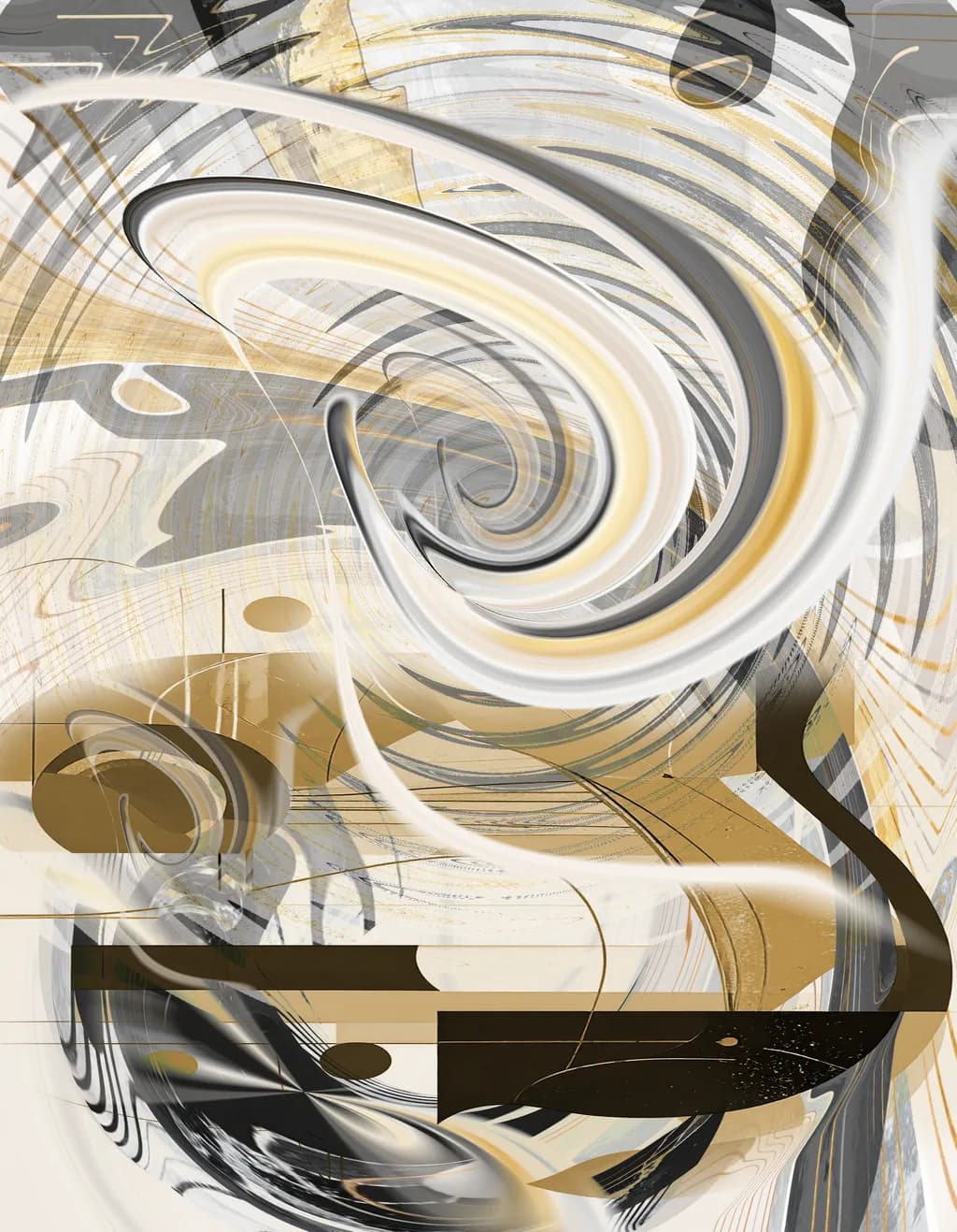 Whispers of Gold: An Abstract Dance of Light and Shadow