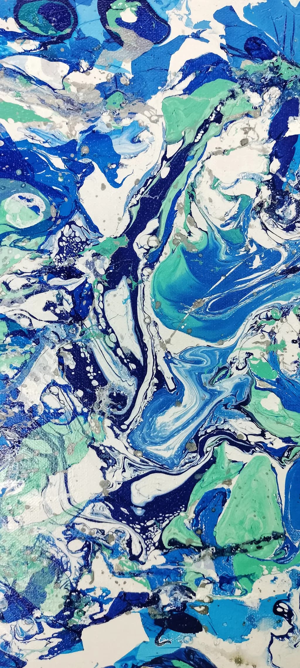 Whispers of the Ocean: An Abstract Dance of Blue and Green Swirls