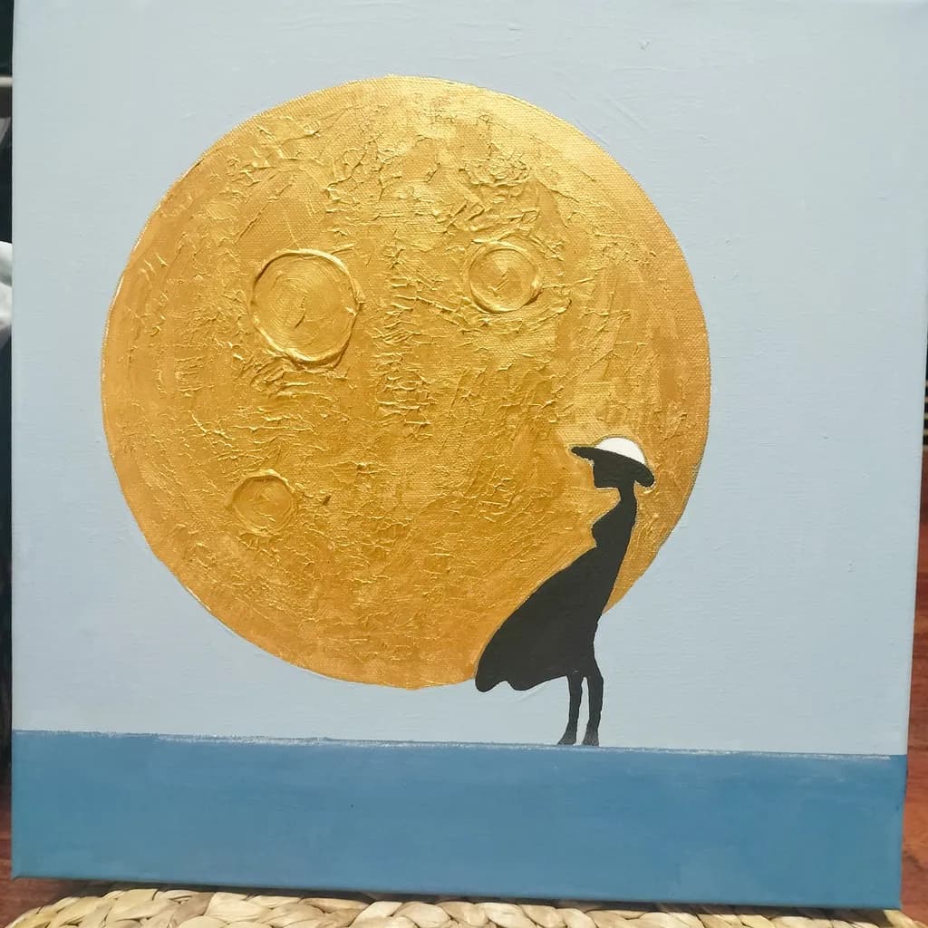 Golden Moonlit Reverie: A Silhouette's Dream by the Shore