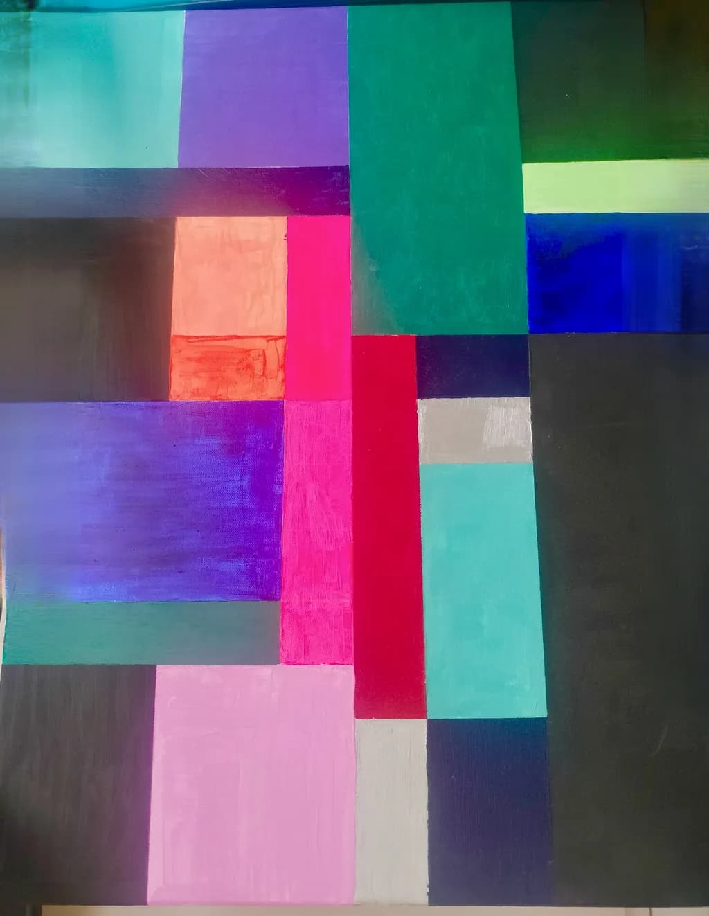 Vibrant Geometric Harmony: A Modern Abstract Exploration of Color and Form