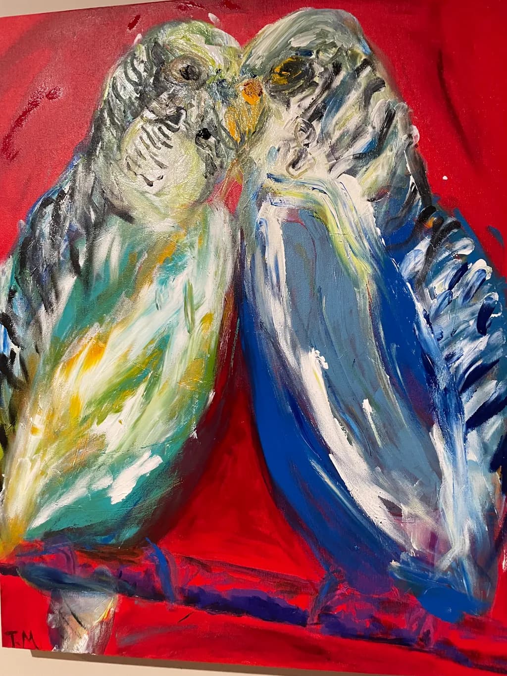 Whispers of Love: A Colorful Embrace Between Budgerigars