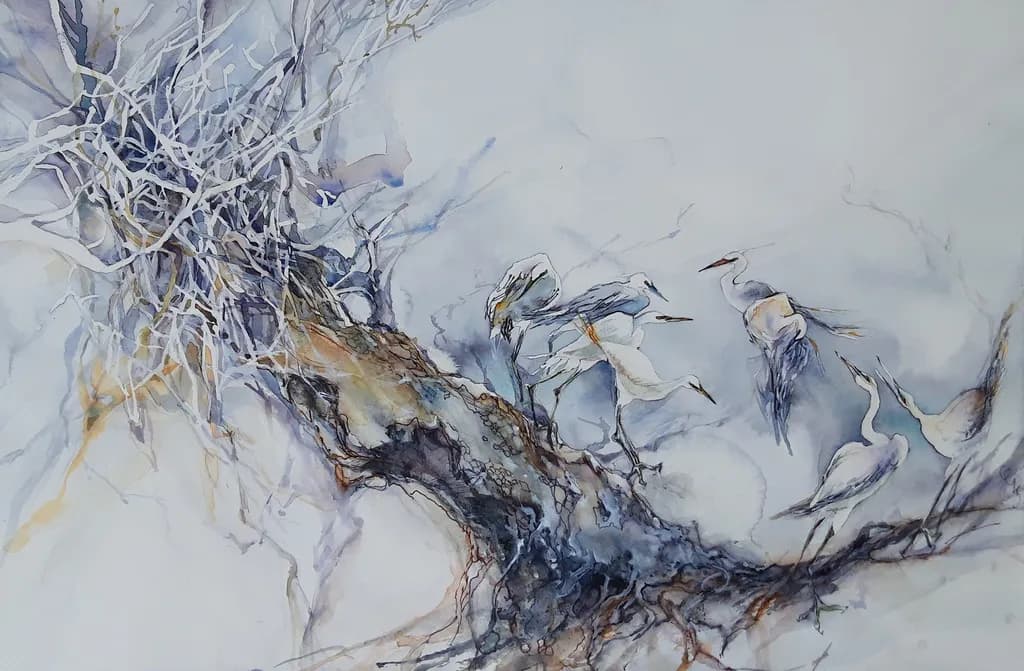 Birds on Tree Branch