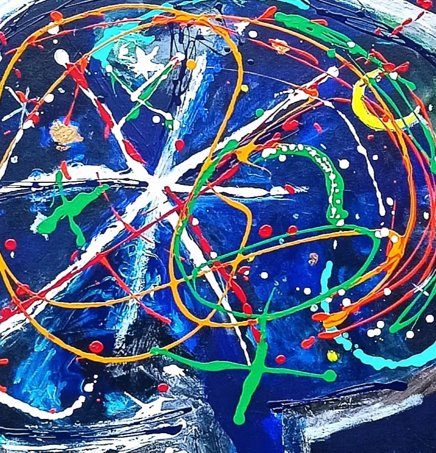 Vibrant Chaos: An Energetic Dance of Color and Form