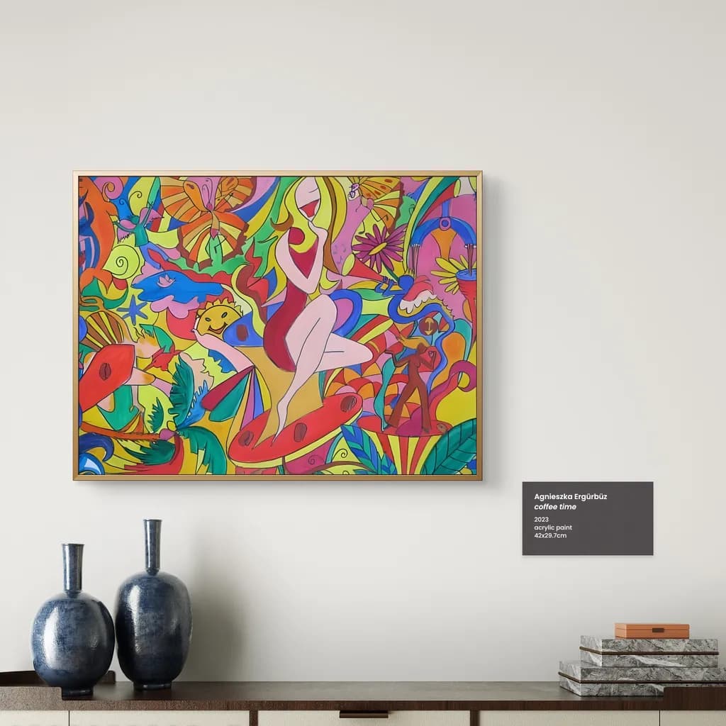 Vibrant Whimsy: A Celebration of Color and Form in "Coffee Time"